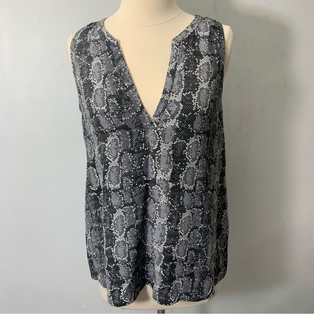 Joie snake print silk sleeveless blouse career top size Small